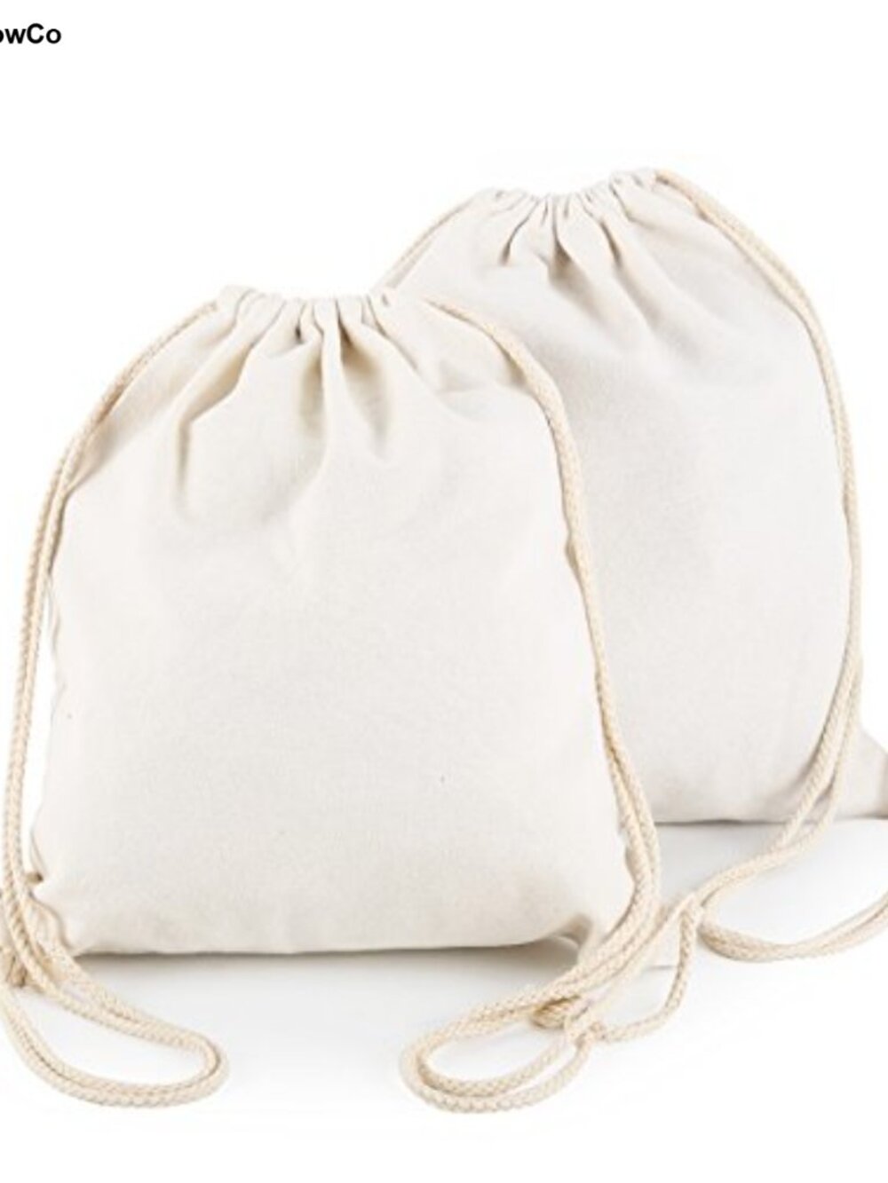 Cotton Canvas Drawstring Backpack Gym Sackpack Sport String Bag Set of 2